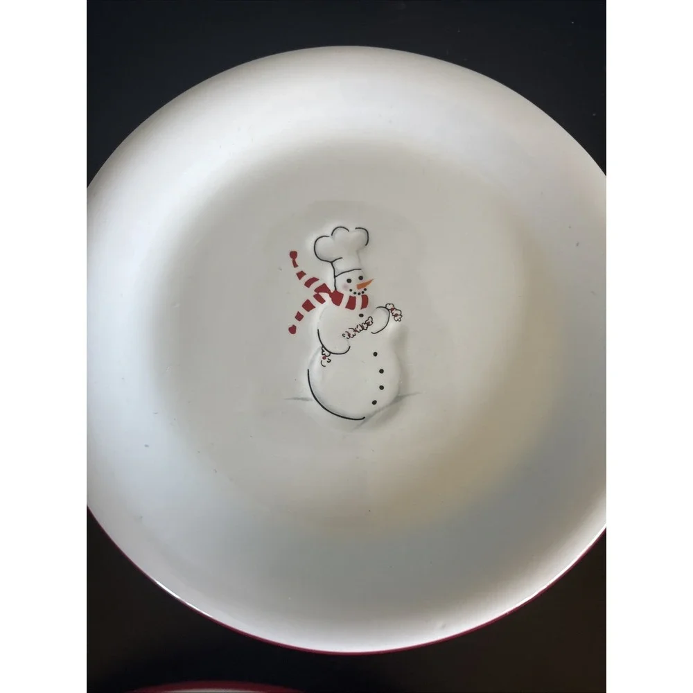 WILLIAMS SONOMA Snowman Chef Appetizer Dessert Cheese Plates 6.25